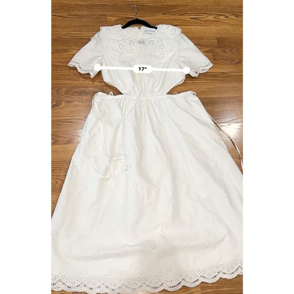 Self-Portrait WHITE COQUETTE DAISY COTTON BRODERIE ANGLAISE CUT OUT MIDI DRESS 8 - Picture 12 of 16